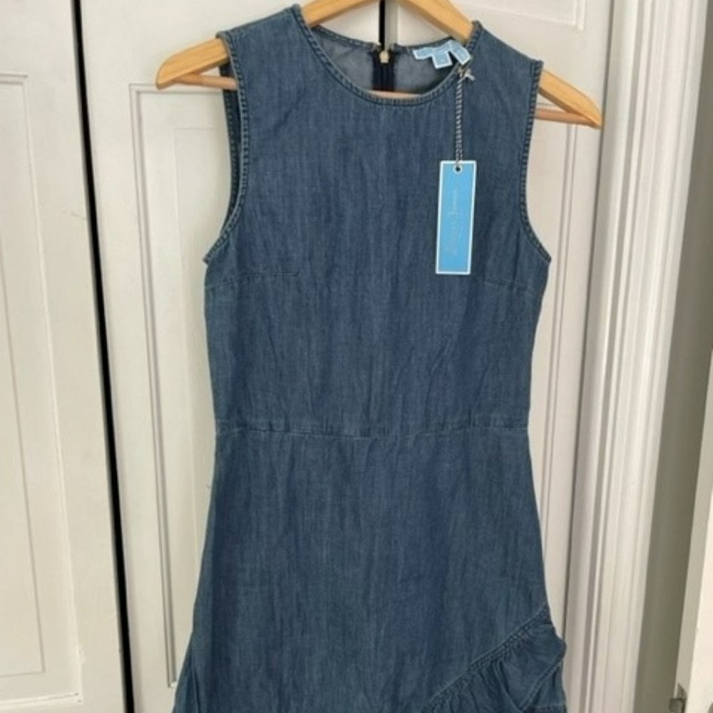 NWT Draper James Chambray Faux Wrap Shift Dress Size 4